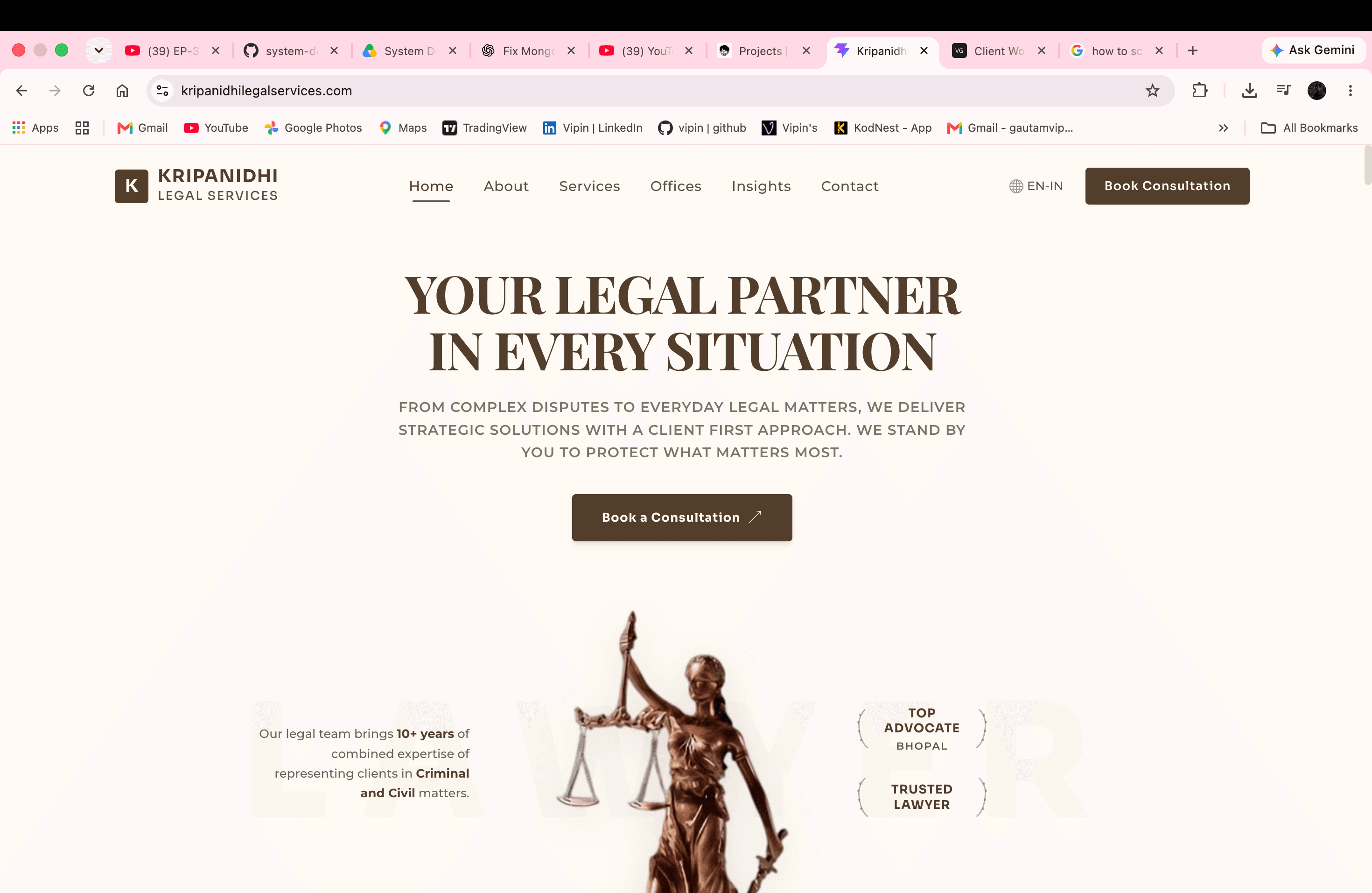 Kripanidhi Legal Services website preview